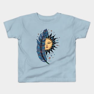 Boho Sun and Feather Tribal Style Kids T-Shirt